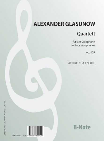 Glasunow: Quatuor pour 4 saxophones op.109 (partition / parties)