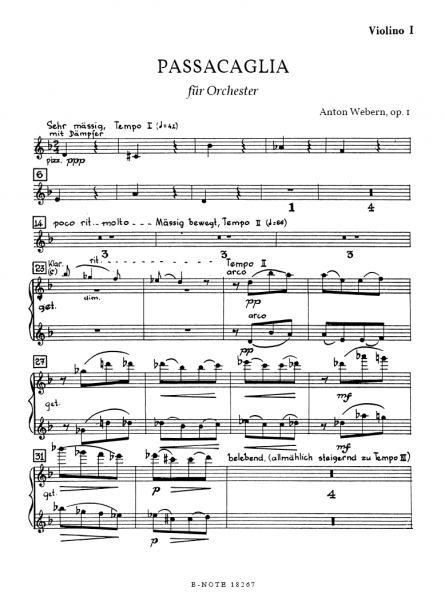 Webern: Passacaglia für Orchester op.1 (Stimmen)