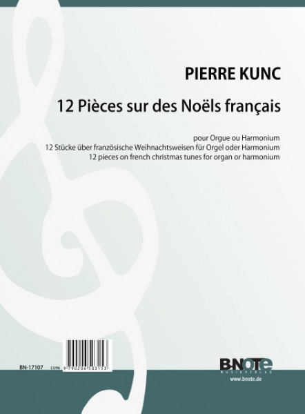 Kunc: 12 pieces on french christmas tunes for organ ar harmonium