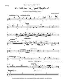 Gershwin: Variations on ’I got Rhythm’ for piano and orchestra (Original version) (Set of parts)