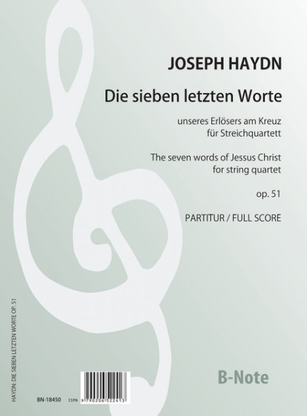 Haydn: „Les Sept Paroles du Christ“ pour quatour à cordes op.51 (partition)
