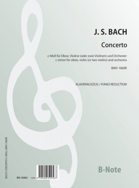 Bach: Concerto c-Moll für Oboe, Violine und Orchester BWV 1060R (Klavierauszug)
