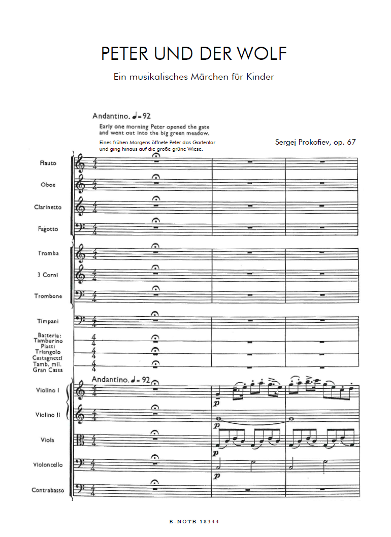 Prokofiev: Peter and the wolf for orchestra and narrator op.67