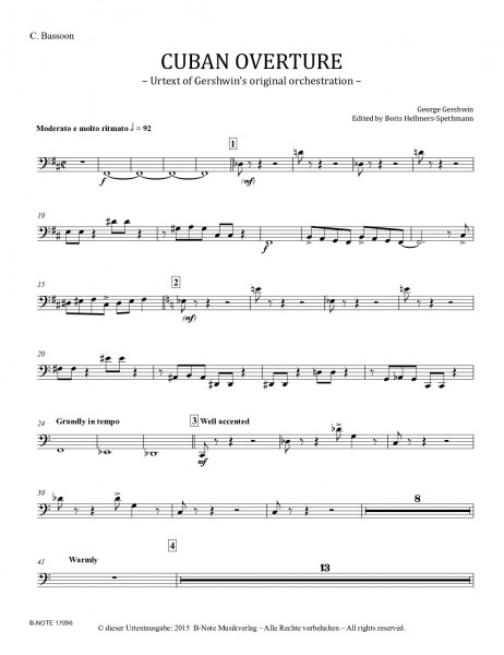 Gershwin: Cuban Overture für Orchester (Urtext-Neuausgabe) (Stimmensatz)